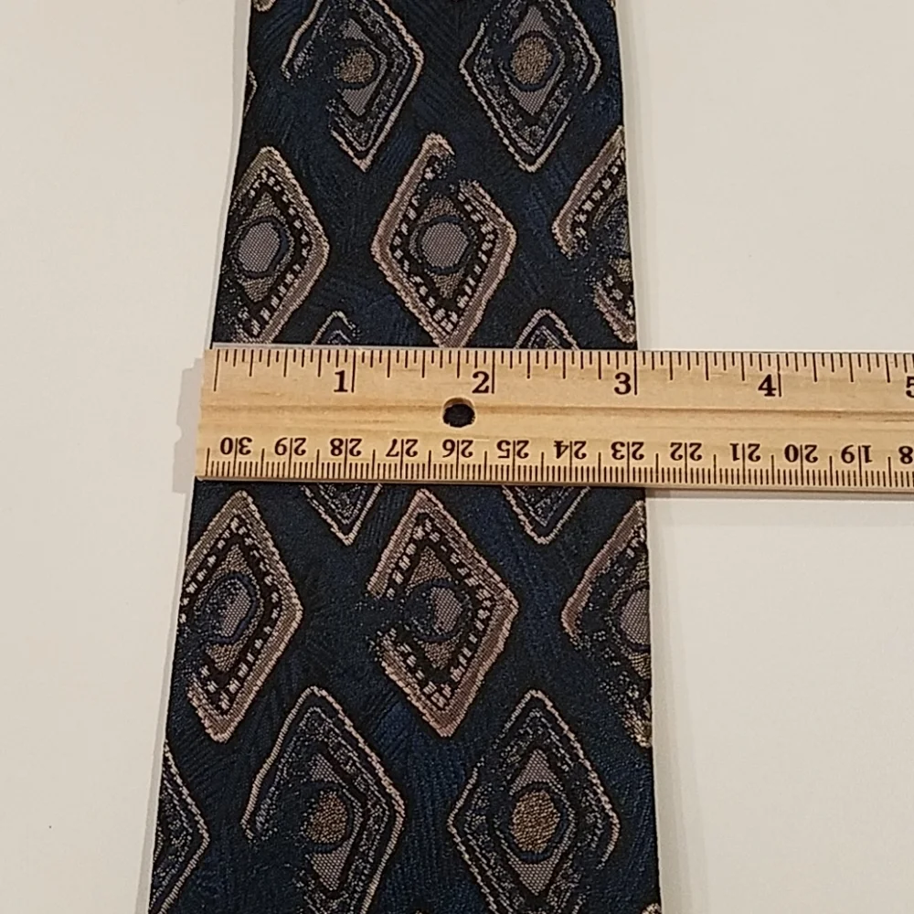Oscar De La Renta Men's Tie Studio Black Blue Beige Made in the USA